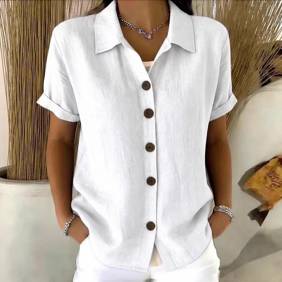 Women's Elegant Summer Cotton  - Linen Shirt Breathable ulasan dan harga