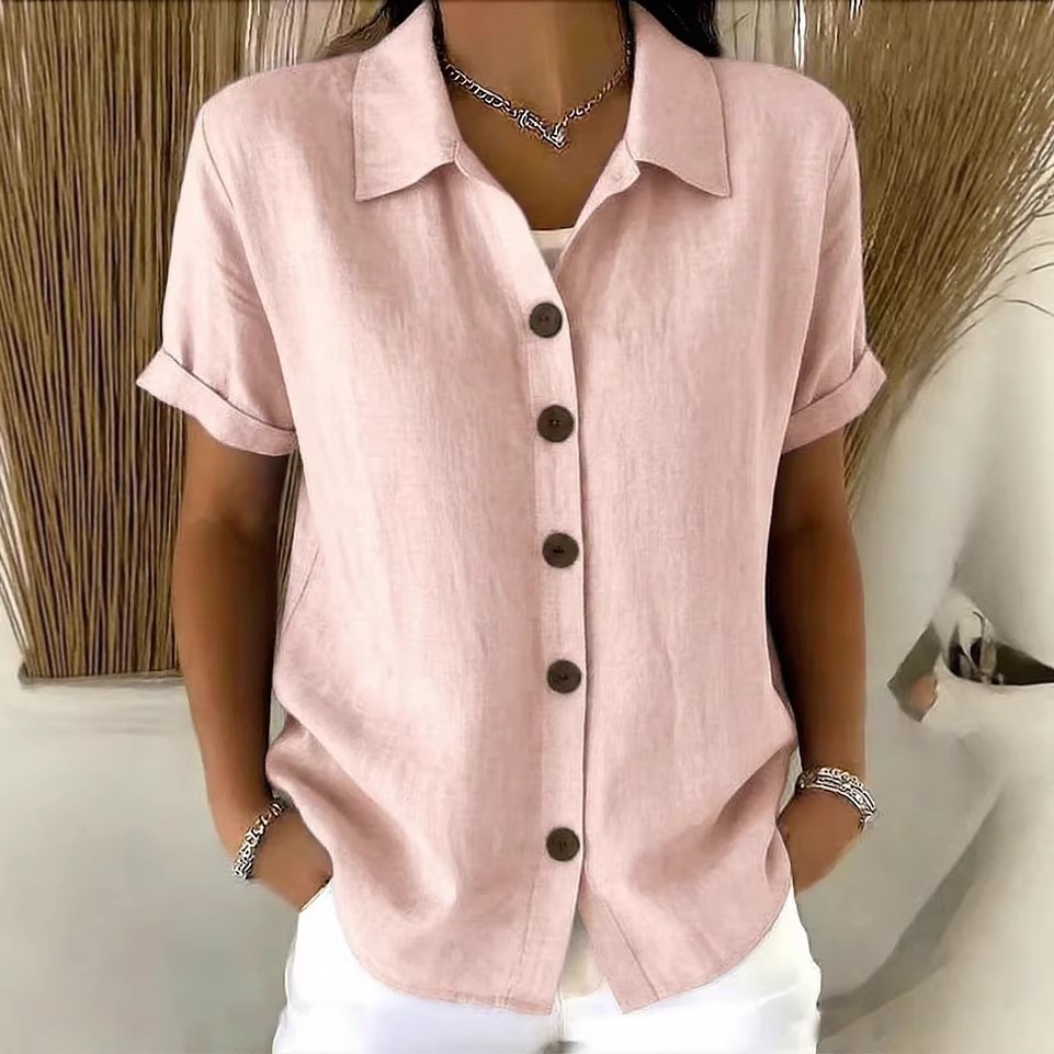 Women's Elegant Summer Cotton  - Linen Shirt Breathable ulasan dan harga
