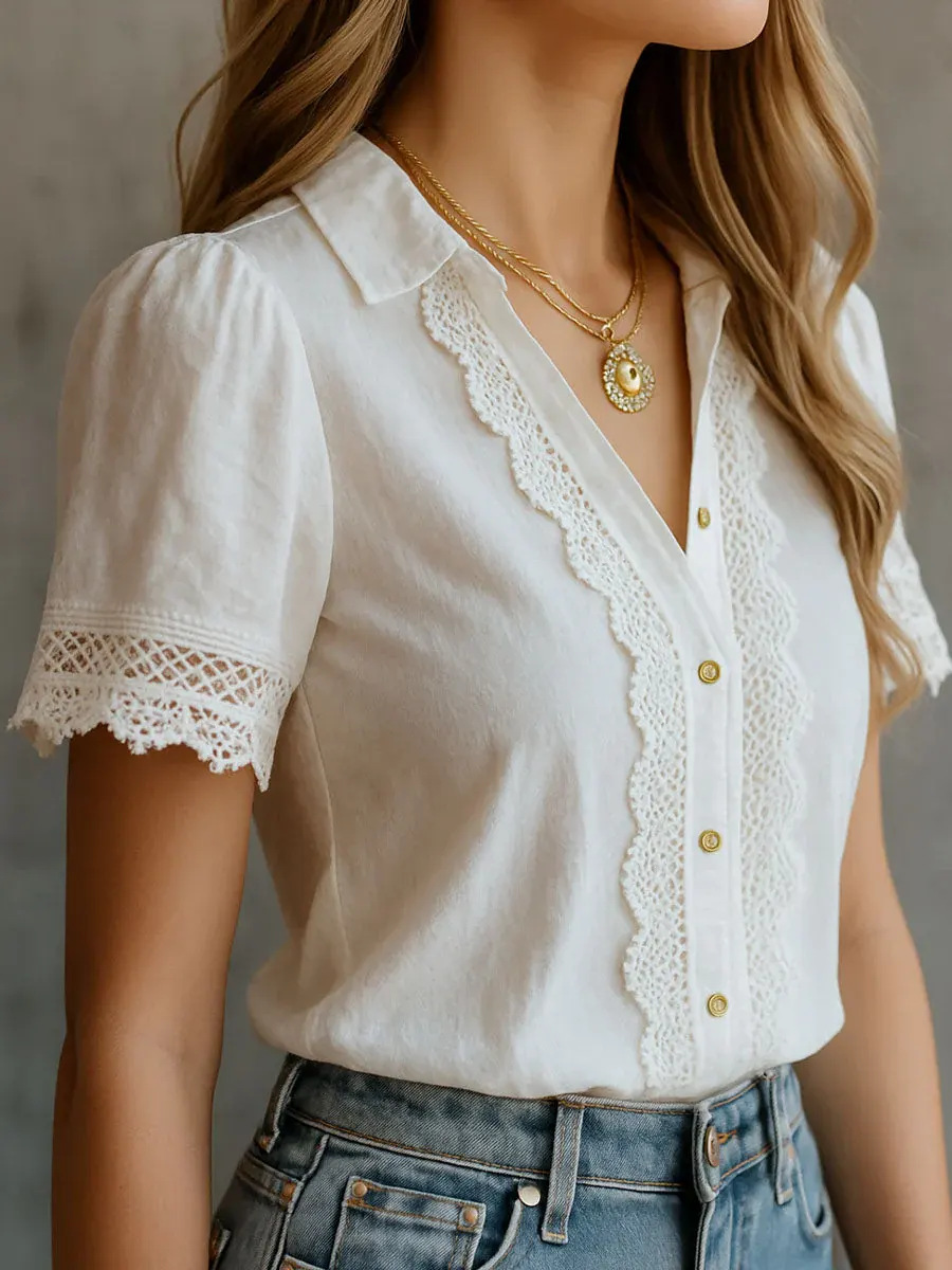 Elegant Women's Shirts Casual  - Linen Shirt Breathable ulasan dan harga