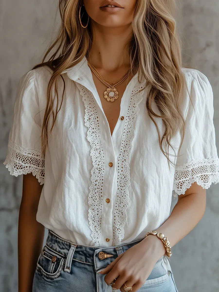 Elegant Women's Shirts Casual  - Linen Shirt Breathable ulasan dan harga