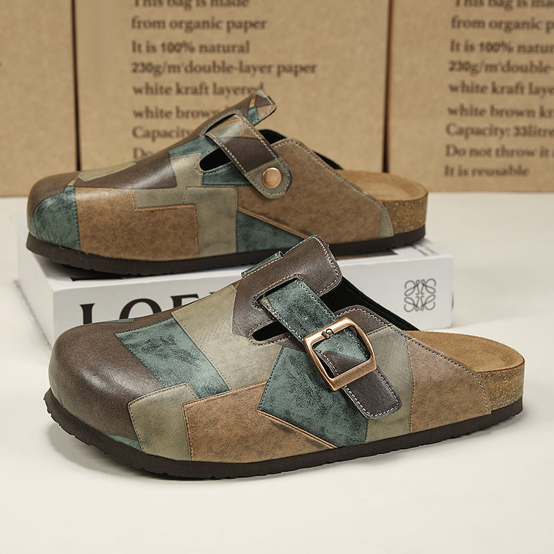 Unisex Cork Closed Toe Slipper - Flip Flop Leather Men ulasan dan harga