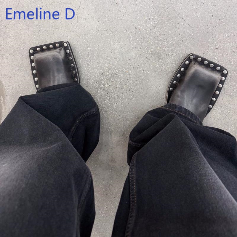 Unisex Square Toe Mule Slides  - Flip Flop Leather Men ulasan dan harga