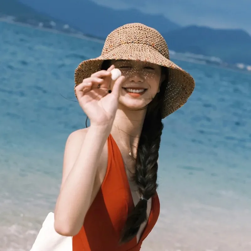 Summer Sun Hats for Women Stra - Bucket Hat Straw ulasan dan harga