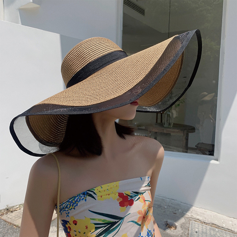 Women Sun Hat Big Eaves Waves  - Bucket Hat Straw ulasan dan harga