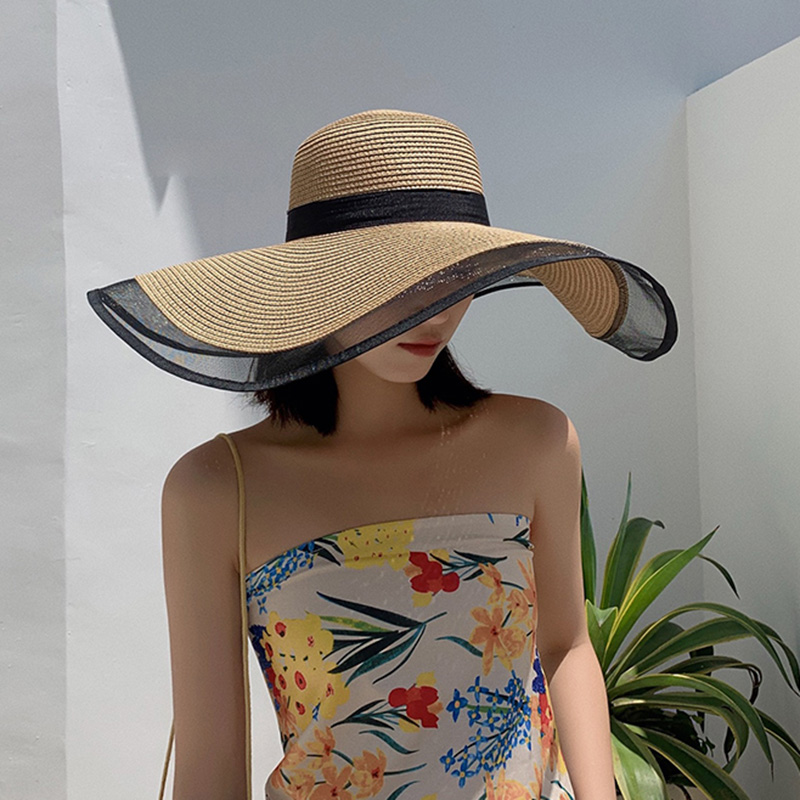 Women Sun Hat Big Eaves Waves  - Bucket Hat Straw ulasan dan harga