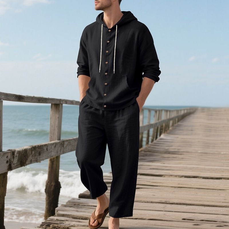 Men's Linen Beach Set Summer C - Linen Shirt Breathable ulasan dan harga