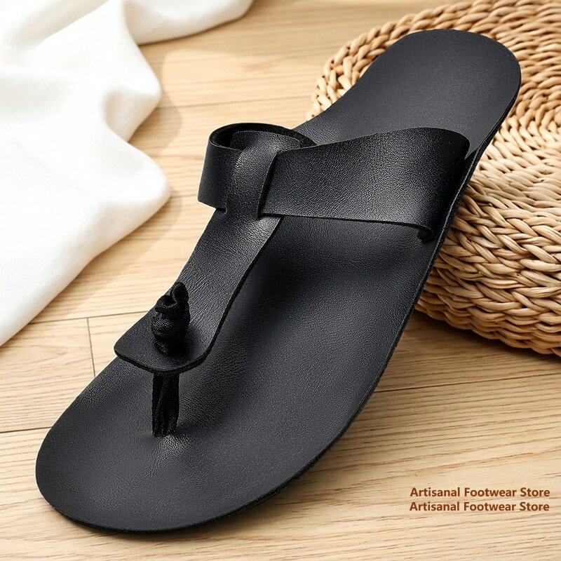 Men Retro Leather Flip Flops S - Flip Flop Leather Men ulasan dan harga